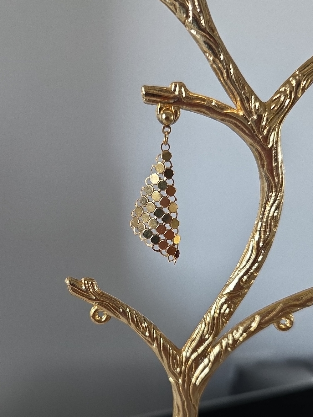 Gold Dangle Mesh Drop Earring - Gold